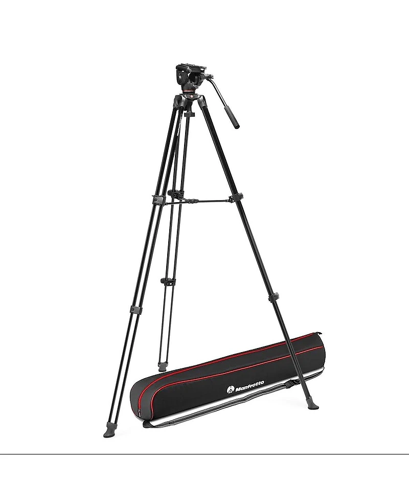 Manfrotto 500X Fluid Video Head with 3-Section Aluminum Telescopic Twin Leg Video Tripod