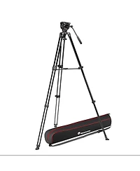 Manfrotto 500X Fluid Video Head with 3-Section Aluminum Telescopic Twin Leg Video Tripod