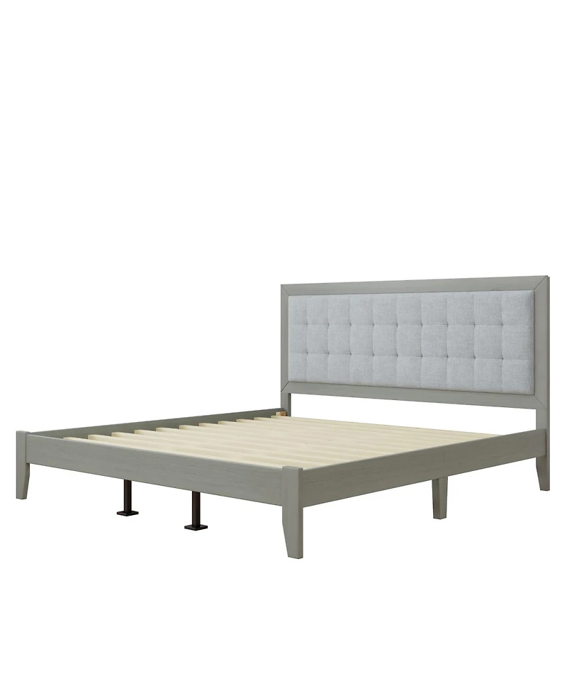 Streamdale Furniture Solid Wood Platform Upholstered Headboard California Bed