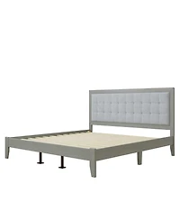 Streamdale Furniture Solid Wood Platform Upholstered Headboard California Bed