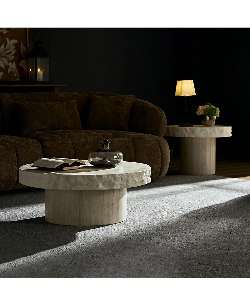 Streamdale Furniture Set of 2 Faux Mars Textural Pattern Coffee Tables, No Assembly Required