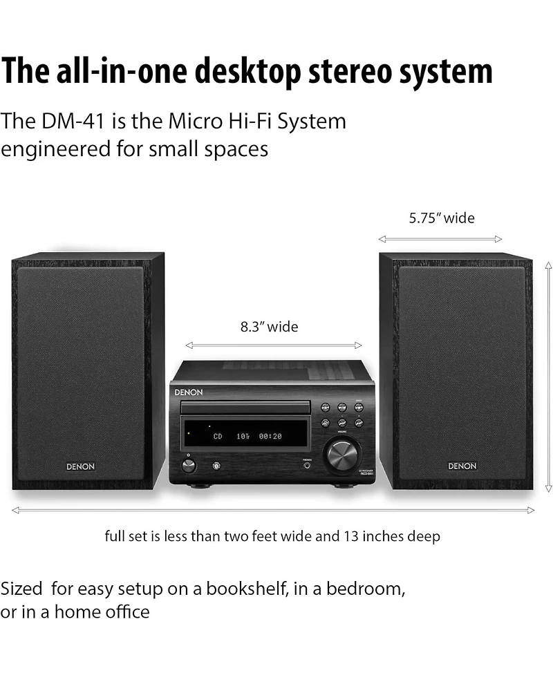 Denon D-M41 Hi-Fi System with Cd, Bluetooth, and Am/Fm Tuner