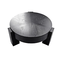 Streamdale Furniture 33'' Round Coffee Table with Hidden Storage, Wabi-Sabi Wood Accent Table