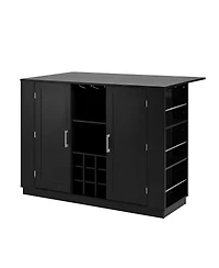 Streamdale Furniture U-Style 47.2" Counter Height Bar Cabinet with Foldable Top and Power Outlet