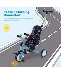 Slickblue Toddler Tricycle 8-in-1 with Push Handle and Canopy