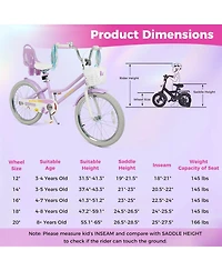 Costway Girls Bike, 20" Kids Bicycle with Basket, Doll Seat, Colorful Streamers, Reflectors