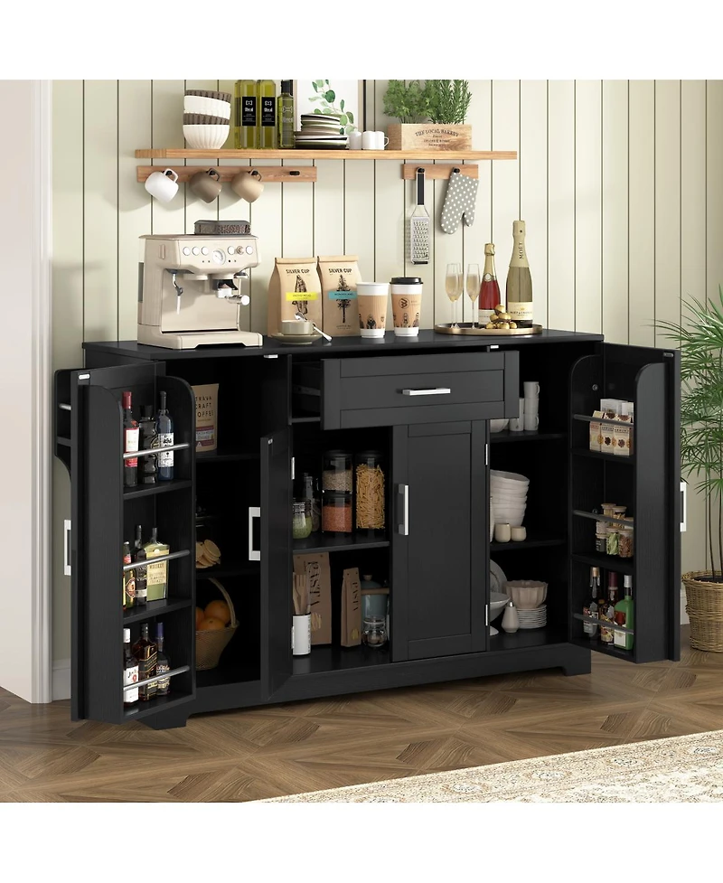 Streamdale Furniture 54.3" 4-Door Sideboard Buffet Cabinet with Storage and Adjustable Shelves