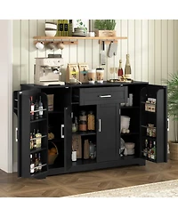 Streamdale Furniture 54.3" 4-Door Sideboard Buffet Cabinet with Storage and Adjustable Shelves