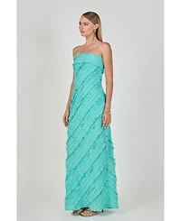 endless rose Women's Strapless Ruffled Maxi Dress