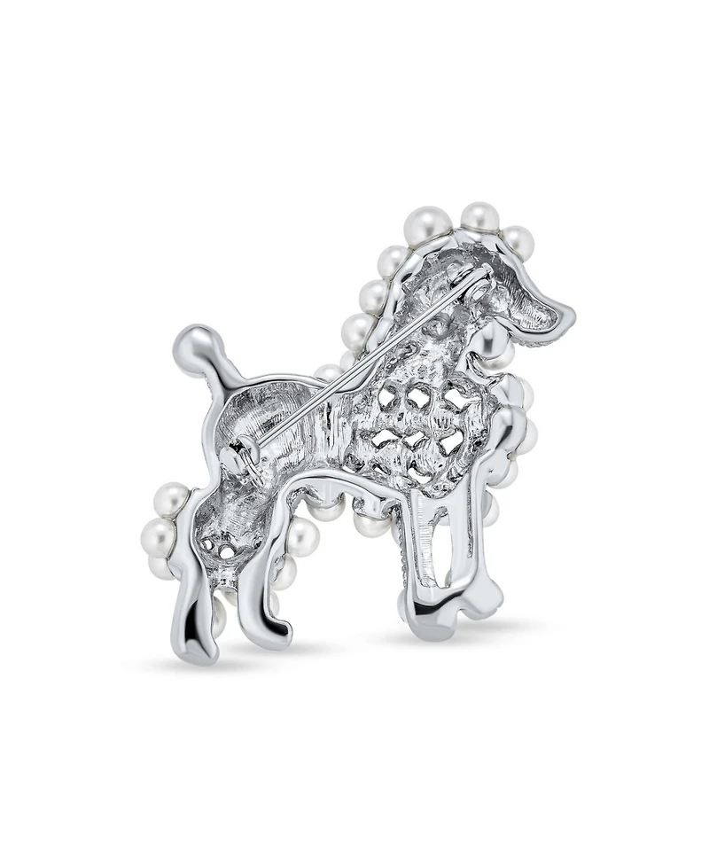 Bling Jewelry Whimsical Poodle Brooch Pin Crystal Dog Fashion Statement