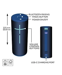 Ultimate Ears Megaboom 4: Portable Waterproof Bluetooth Speaker, 360° Sound, Thundering Bass, 20-Hour Battery, 147ft Range