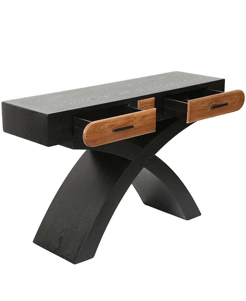 Streamdale Furniture Ashwood Veneered Cross-Leg Console Table with Two Drawers