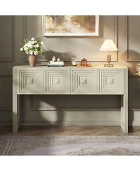 Streamdale Furniture Geometric Carved 3-Drawer Console Table with Fluted Legs