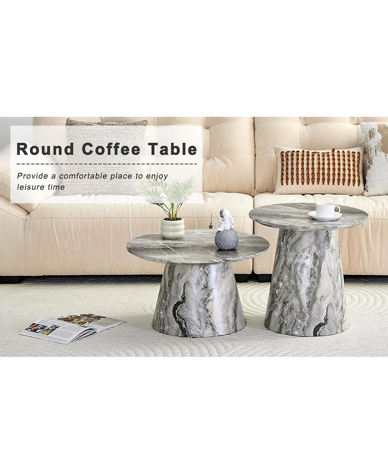 Streamdale Furniture Mid-Century Modern Nested Round Coffee and Side Table Set
