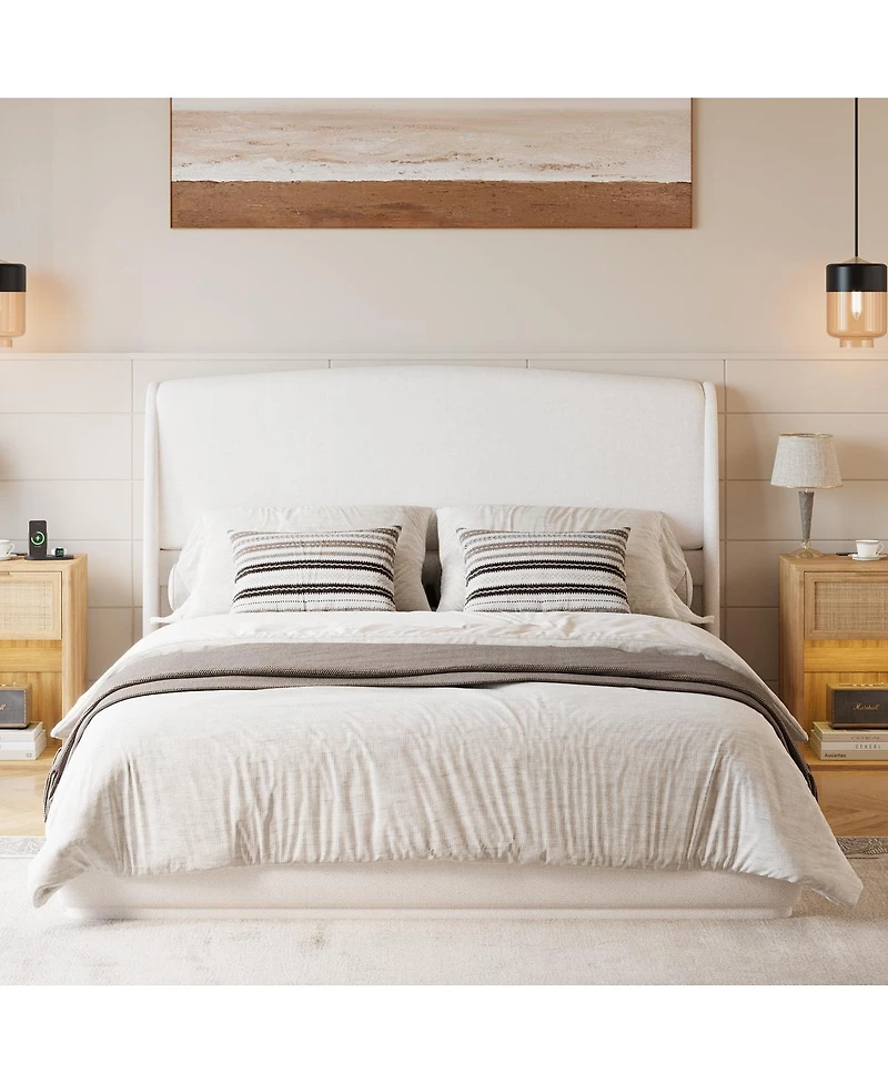 Streamdale Furniture Upholstered Wingback Platform Bed Frame