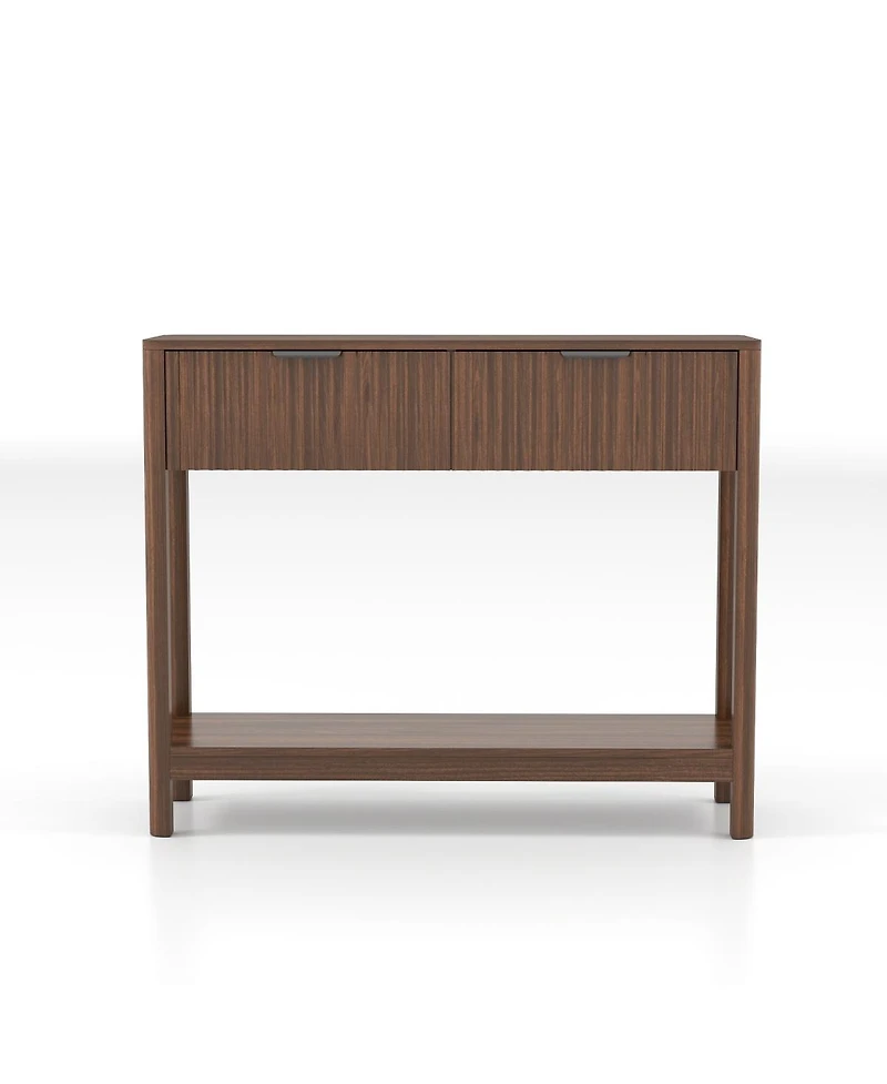 Streamdale Furniture Mid-Century Modern Fluted 2-Drawer Console Table