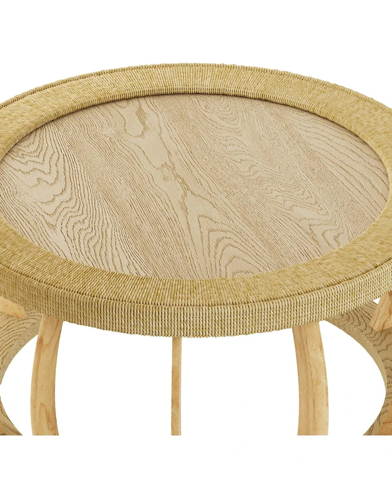 Streamdale Furniture Vintage Rattan Solid Wood Round Coffee Table
