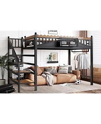 Streamdale Furniture Metal Loft Bed with Storage Stairs and Shelves
