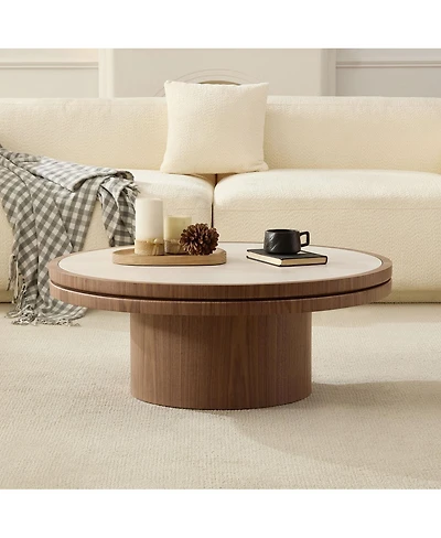 Streamdale Furniture 35.43" Sintered Stone Coffee Table with Mdf Pedestal Base