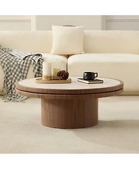 Streamdale Furniture 35.43" Sintered Stone Coffee Table with Mdf Pedestal Base