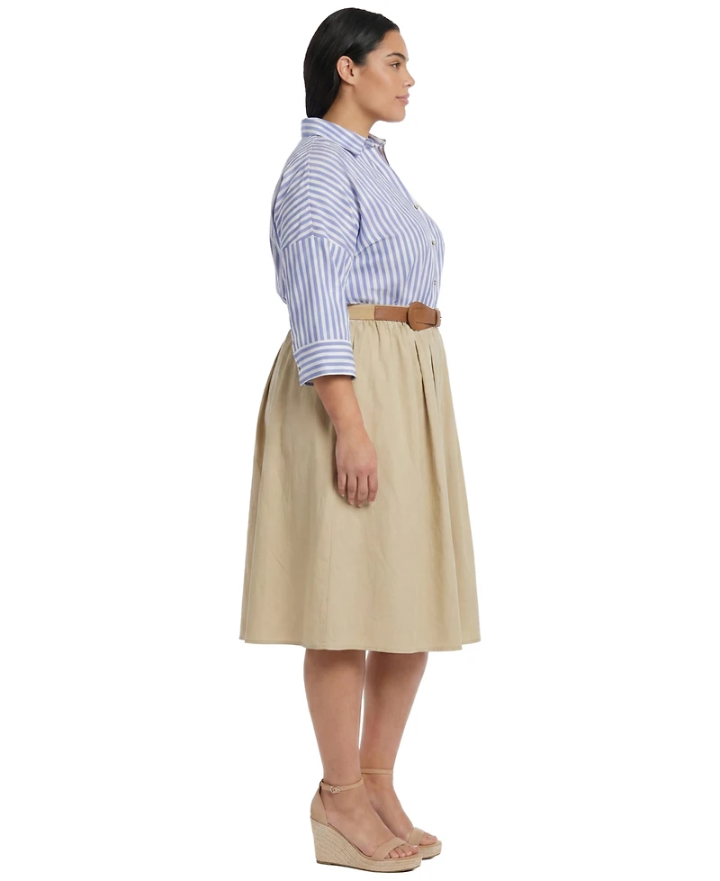 London Times Plus Notch Neck Flutter-Sleeve Midi Dress