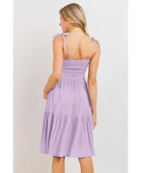Hello Miz Maternity Tiered Smocked Sundress with Tie Straps
