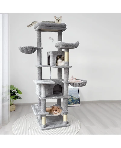 Streamdale Furniture 68 inches Multi-Level Cat Tree with Hammocks, Cave, and Scratching Posts