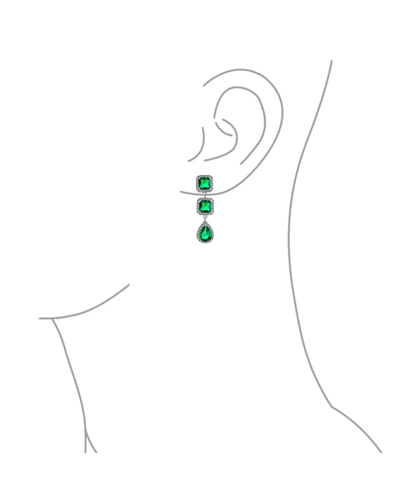 Bling Jewelry Cocktail Fashion Cubic Zirconia Halo Emerald Green Cz Large Statement Teardrop Chandelier Earrings