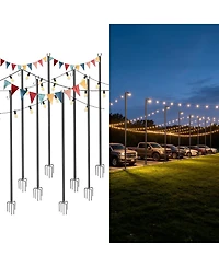 Yescom 10' String Light Poles for Outside Event Temporary Parking Lot, 8pcs Aluminum Forked Outdoor Light Post with Hook
