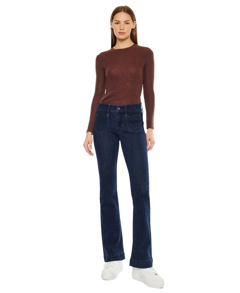 KanCan Women's Star Mid Rise Bootcut Jeans