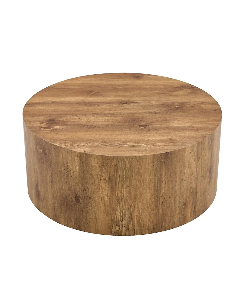 Streamdale Furniture Simple Wood Grain Cylindrical Coffee Table, 23.6" x 11.8