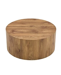 Streamdale Furniture Simple Wood Grain Cylindrical Coffee Table, 23.6" x 11.8