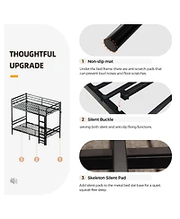 Streamdale Furniture Heavy-Duty Metal Bunk Bed with Guardrail and Ladder