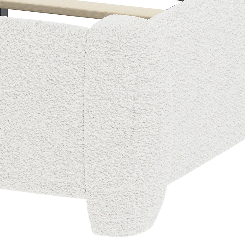 Streamdale Furniture Boucle Cloud Platform Bed with Adjustable Height Headboard