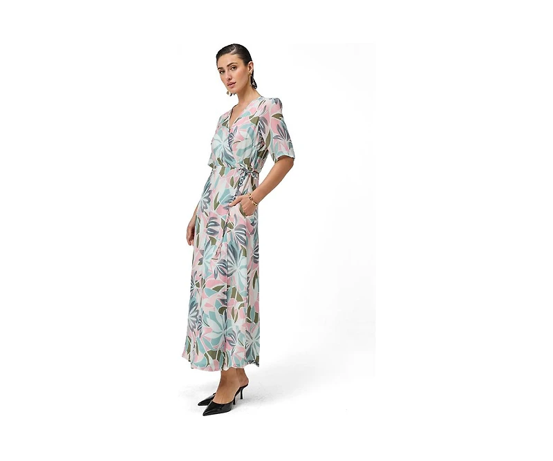 Reistor Women's Floral Print A-Line Wrap Maxi Dress
