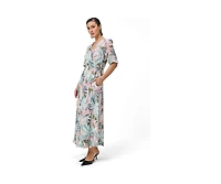 Reistor Women's Floral Print A-Line Wrap Maxi Dress