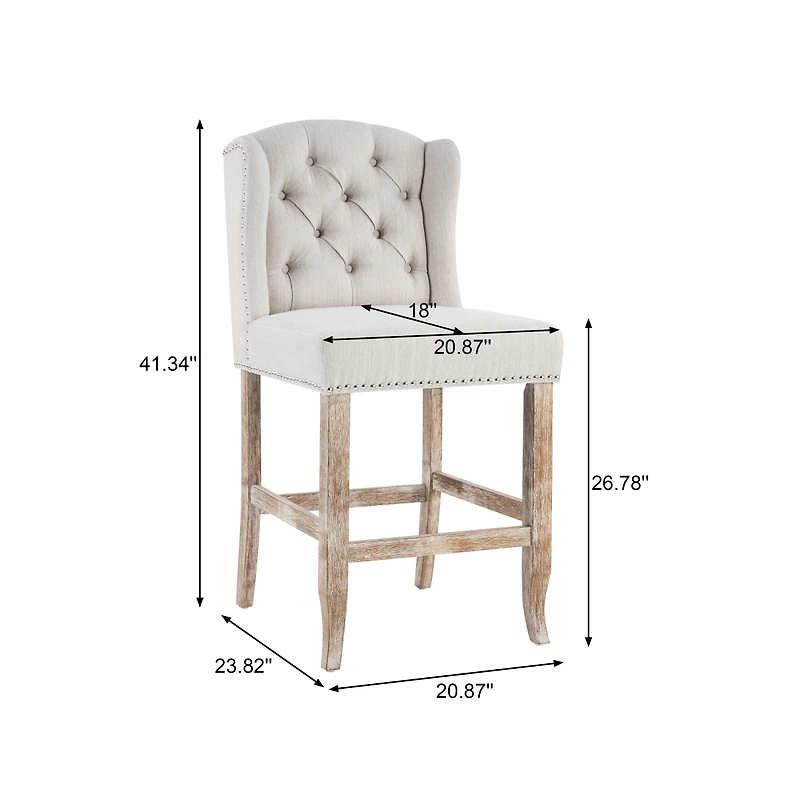 Streamdale Furniture Vienna Tufted Wingback Counter Stools, Set of 2