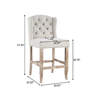 Streamdale Furniture Vienna Tufted Wingback Counter Stools, Set of 2
