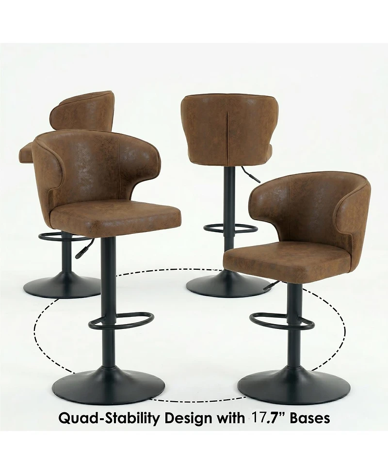 Streamdale Furniture Adjustable Swivel Suede Bar Chairs with Backrest