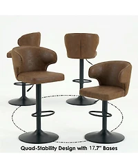 Streamdale Furniture Adjustable Swivel Suede Bar Chairs with Backrest