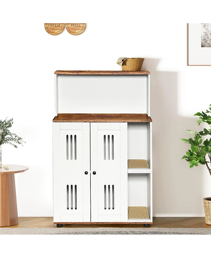 Streamdale Furniture Double Litter Box Enclosure Cabinet for 2 Cats
