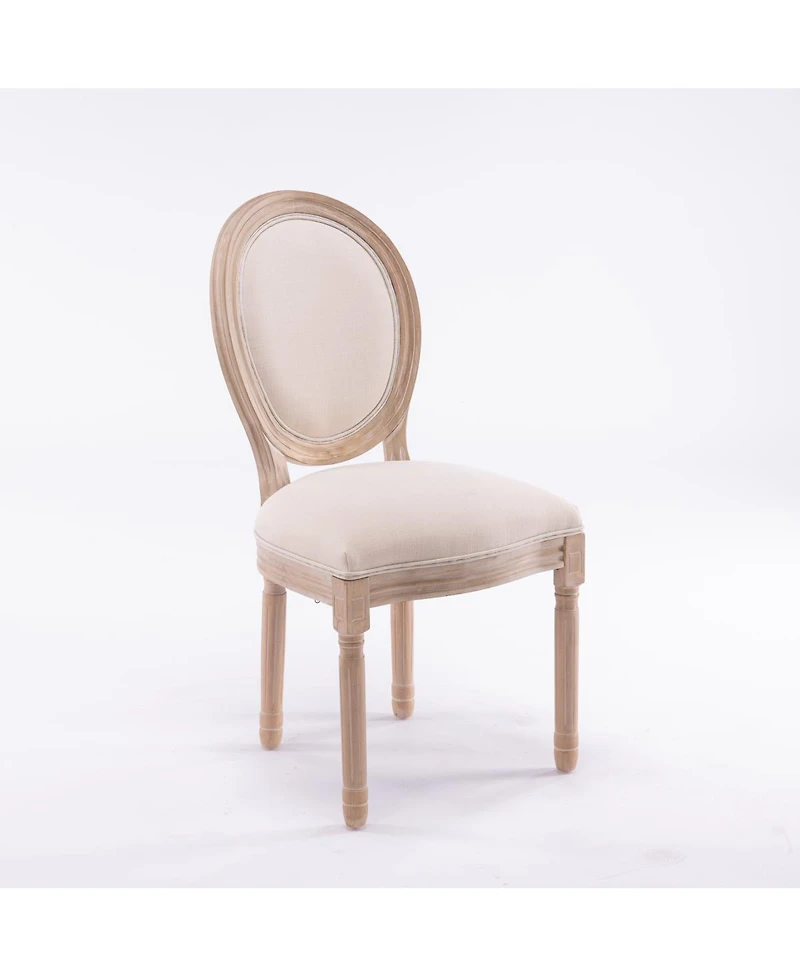 Streamdale Furniture French Style Linen Oval Back Dining Chairs, Set of 2
