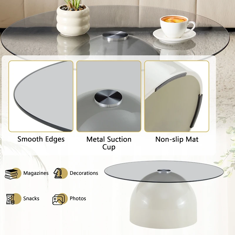 Streamdale Furniture 2-Piece Nesting Coffee Table Set, Glass Top Space-Saving Round Tables