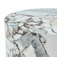 Streamdale Furniture Marble Textured Cylindrical Coffee Table, 23.6" x 11.8