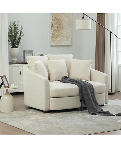 Streamdale Furniture 56.3'' Wide Upholstered Round Cuddle Chaise with Pillows