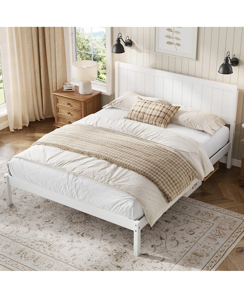 Streamdale Furniture Bed Frame with Headboard, Wood Slats
