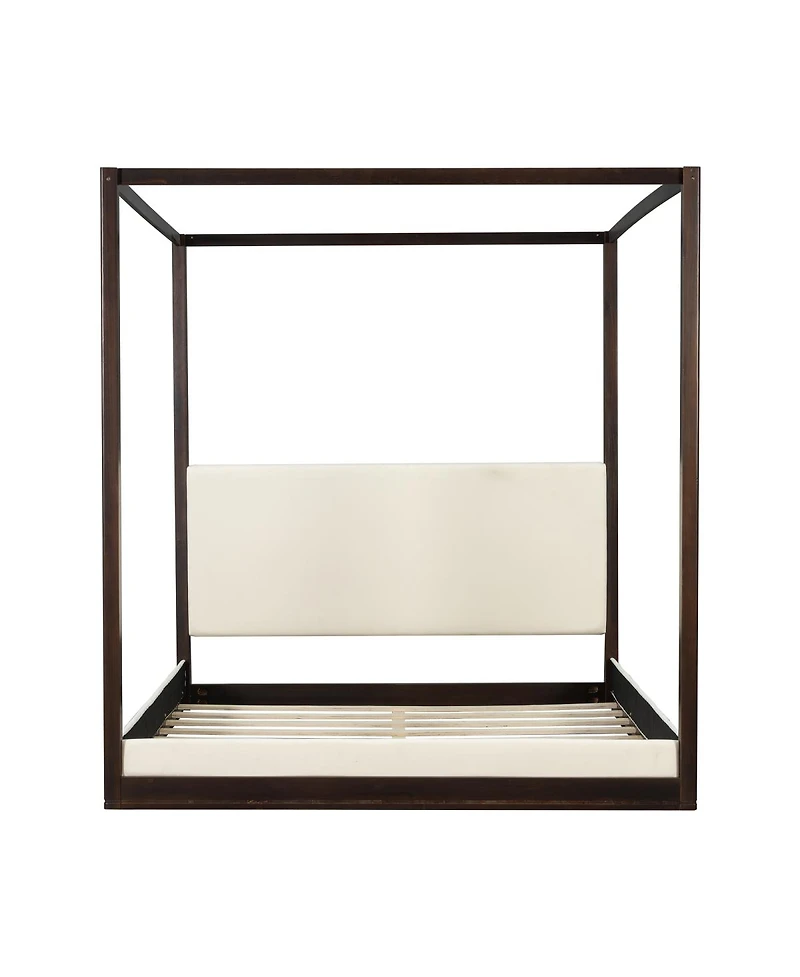 Streamdale Furniture Wood Canopy Platform Bed with Upholstered Headboard