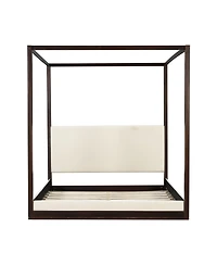 Streamdale Furniture Wood Canopy Platform Bed with Upholstered Headboard