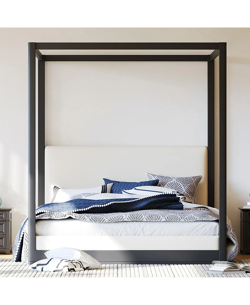 Streamdale Furniture Canopy Platform Bed with Upholstered Headboard