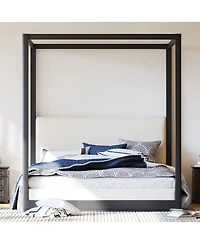 Streamdale Furniture Canopy Platform Bed with Upholstered Headboard